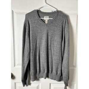 St. John's Bay Men's Large Gray Grey V-Neck Pullover Sweater